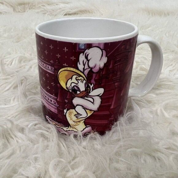 Vintage Walt Disney Mug Fancy Donald And Daisy Duck Applause Mug Maroon & White - Picture 9 of 9